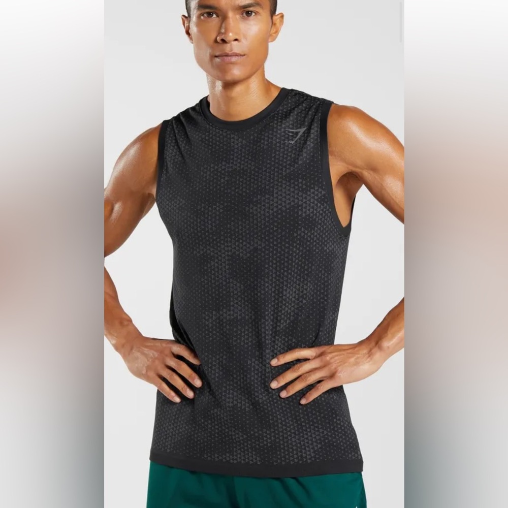 Men's Gymshark Sport Seamless Tank Black/Silhouette Grey Shirt